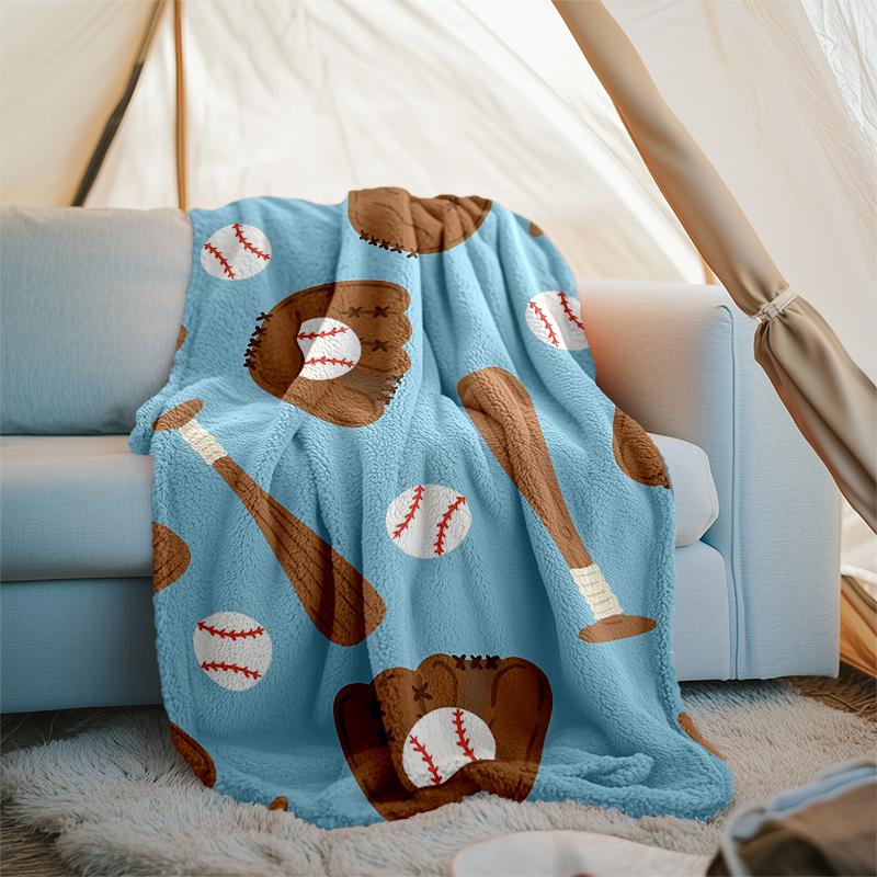 Baseball Theme Printed Blanket - Perfect for Couch, Bed, Travel & Outdoor Use | Machine Washable, Cozy & Durable.