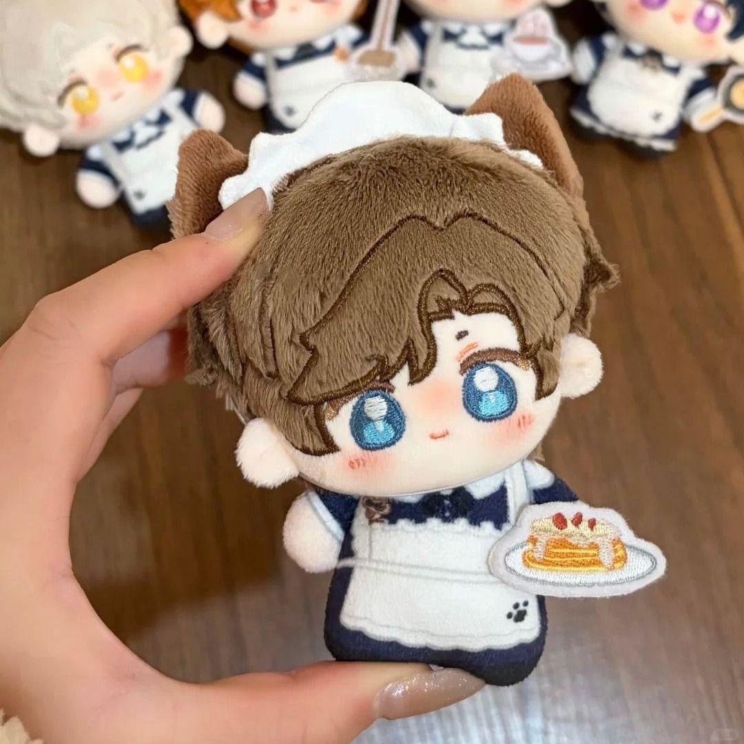 Süßes Tears Of Themis Maid-Uniform Plüschpuppen-Set Katzenohren-Design Weiche Stoffpuppe Spiel-Merchandise Dekoration Otaku Spieleliebhaber Geschenk 10cm