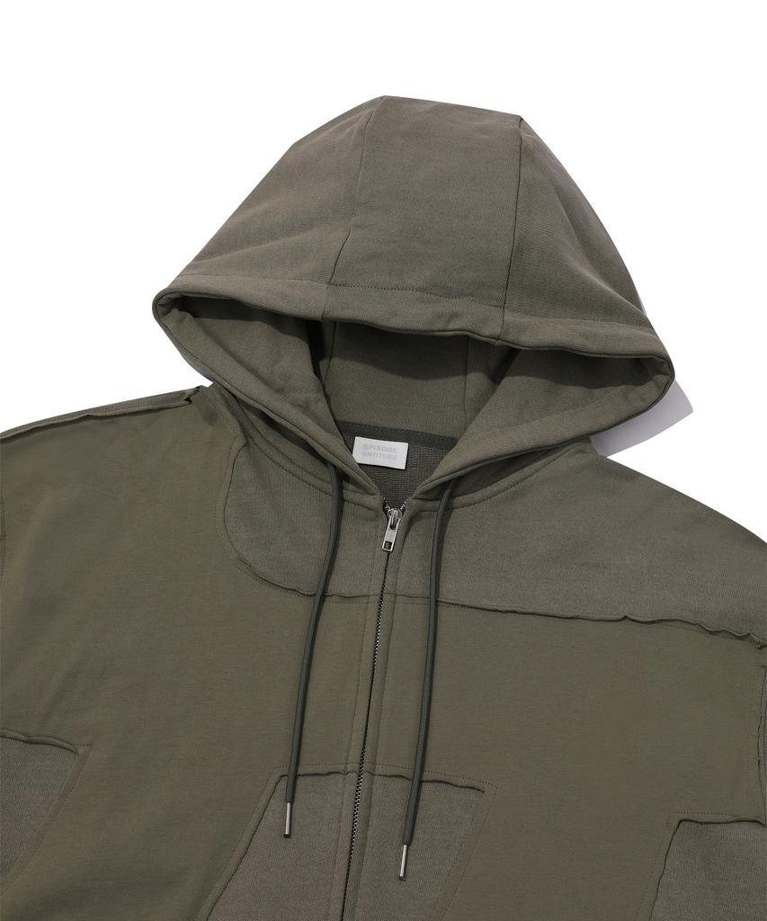 Episode Untitled Symbol Match Pigment Zip-Up Hoodie_Khaki