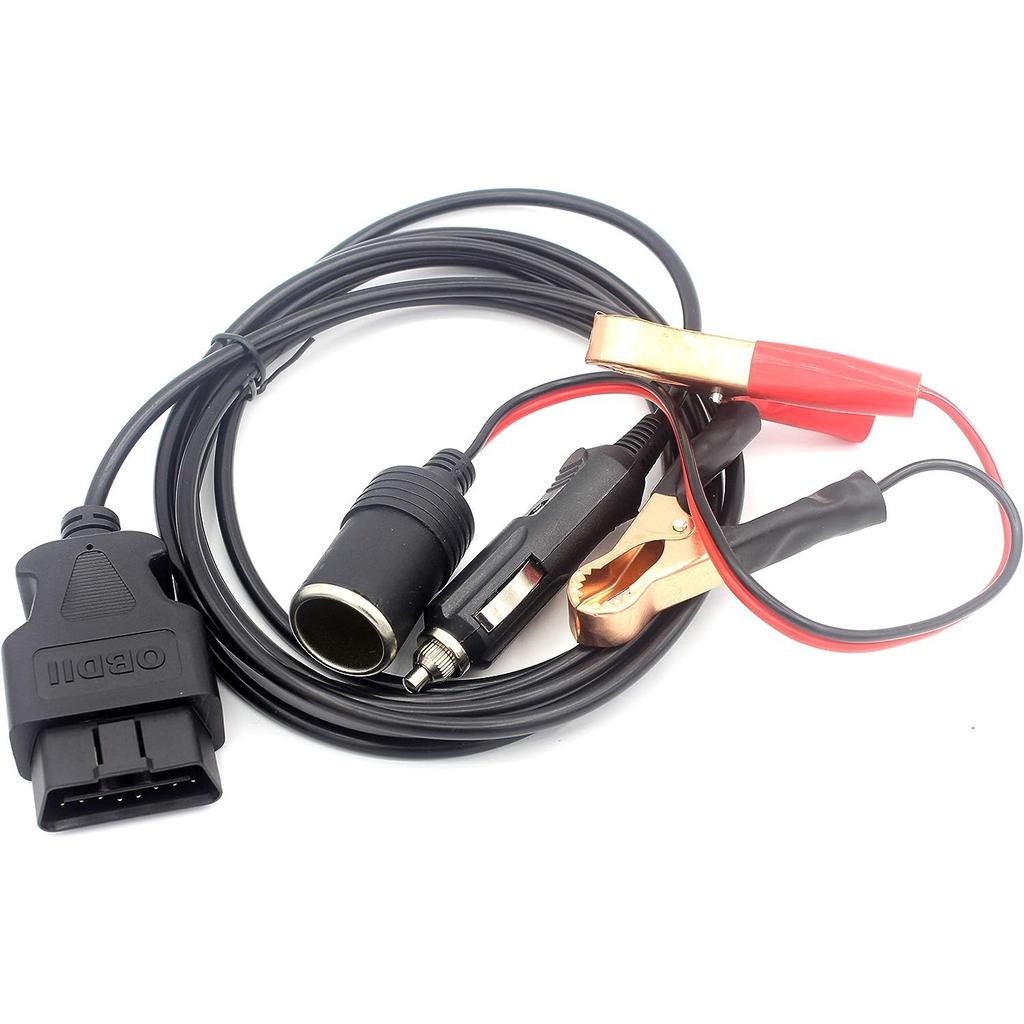 OBD2 Car Memory Saver 2 In 1, Vehicle ECU Emergency Power Supply Cable with Alligator Clip On 12V Car Battery Power Extension Socket