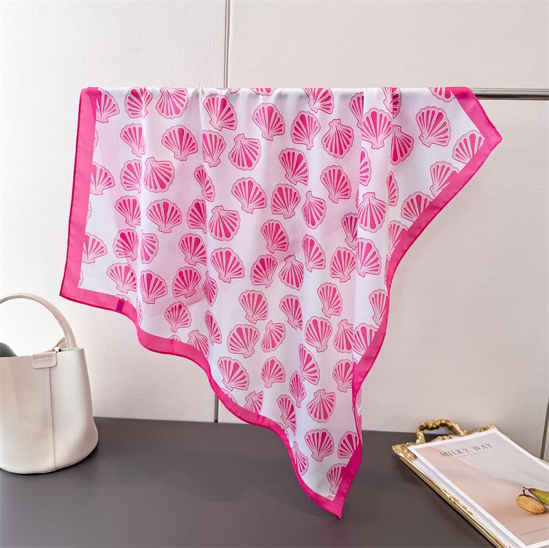 Fresh Ocean Style Printing Simulation Silk Scarf Square Scarf High-End Shawl Versatile Neck Small Square Scarf Headscarf Scarf