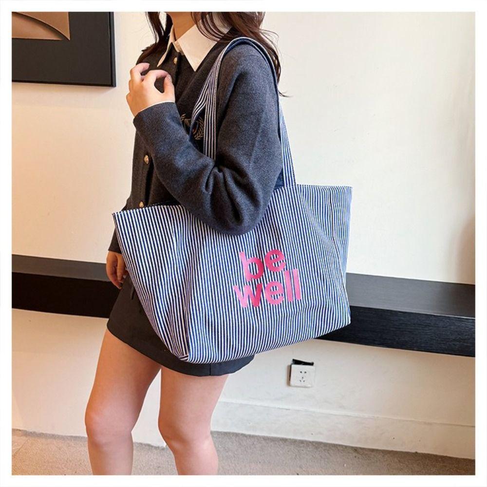 Two-sided Design Women's Shoulder Bag Canvas Material Canvas Handbag Daily Use