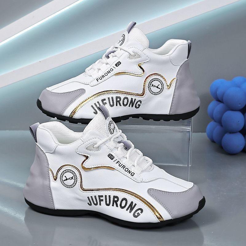 New spring couple shoes leather surface anti-splashing sports casual shoes comfortable platform dad shoes