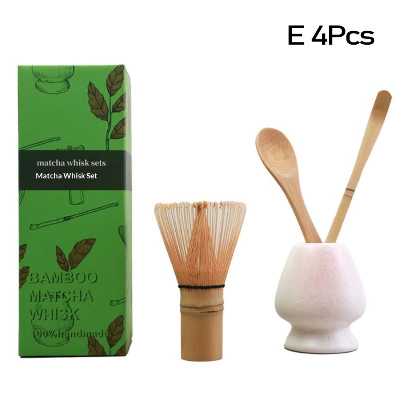 3/4Pcs Japanese Matcha Tea Set Safe Bamboo Whisk Teaspoon Tea Spoon Sets Indoor Beverage Shop Tea-Making Tools Accessories
