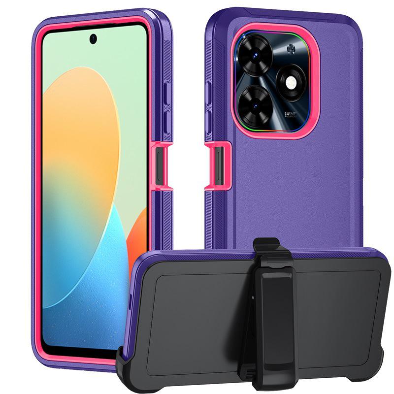 

Tecno Spark 20 Pro Shockproof & Drop-Proof Case with Back Clip Spark 10C Case рожевий червоний колір/темно-фіолетовий колір