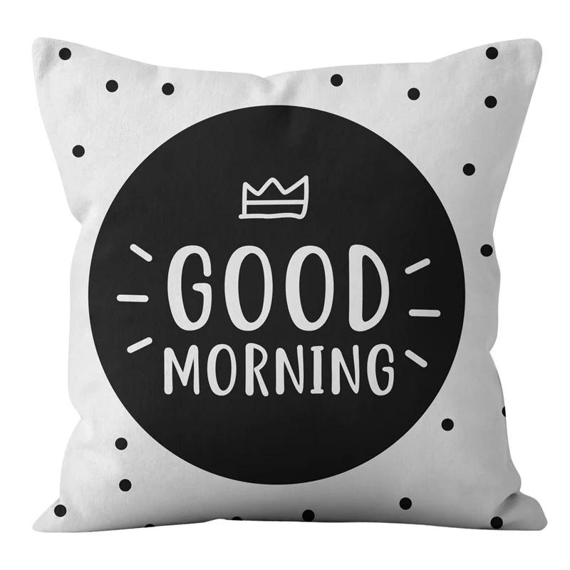 Rosa und schwarze geometrische Buchstaben bedruckte Sofakissenbezug Kissenbezug Heimdekoration Party Auto Bettwäsche