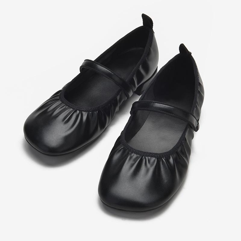 

2024 Туфли Лолита Мягкие кожаные джинсы Мэри Женские балетки с ремешком на ремне и квадратным носком Удобные балетки без застежек Клетчатые балетки 4.5 чёрный