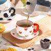 Cană din ceramică neregulată, ciupită manual în stil coreean de 300 ml, cu flori pictate manual, cu inimă de flori, ceașcă de cafea pentru mic dejun, lapte, ceai de după-amiază, cadou