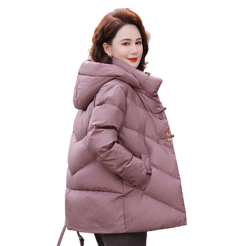 Yaya Damen Mittellange Daunenjacke mit Kapuze