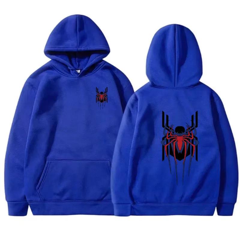 Autumn Winter Womens Hoodie Street Fashion Deep Red Spider Print Sportswear Casual Fun Loose Warm Hoodie Gift