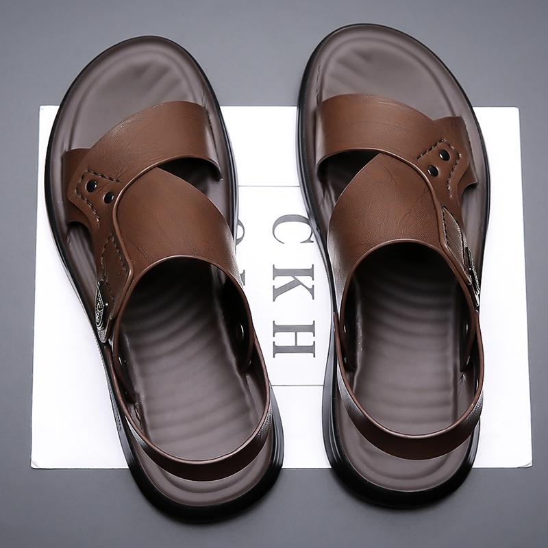 Fashion Men's High-quality Casual Sandals Summer Waterproof Soft Sole Comfortable Beach Shoes Fashion Male Dual-purpose Driving Slippers