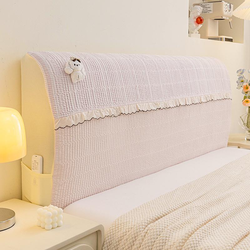 1PC INS Cream Style Full Coverage Headboard Cover Anti-cat Scratch Anti-pilling Dustproof Elastic Soft Bag for Home All Season
