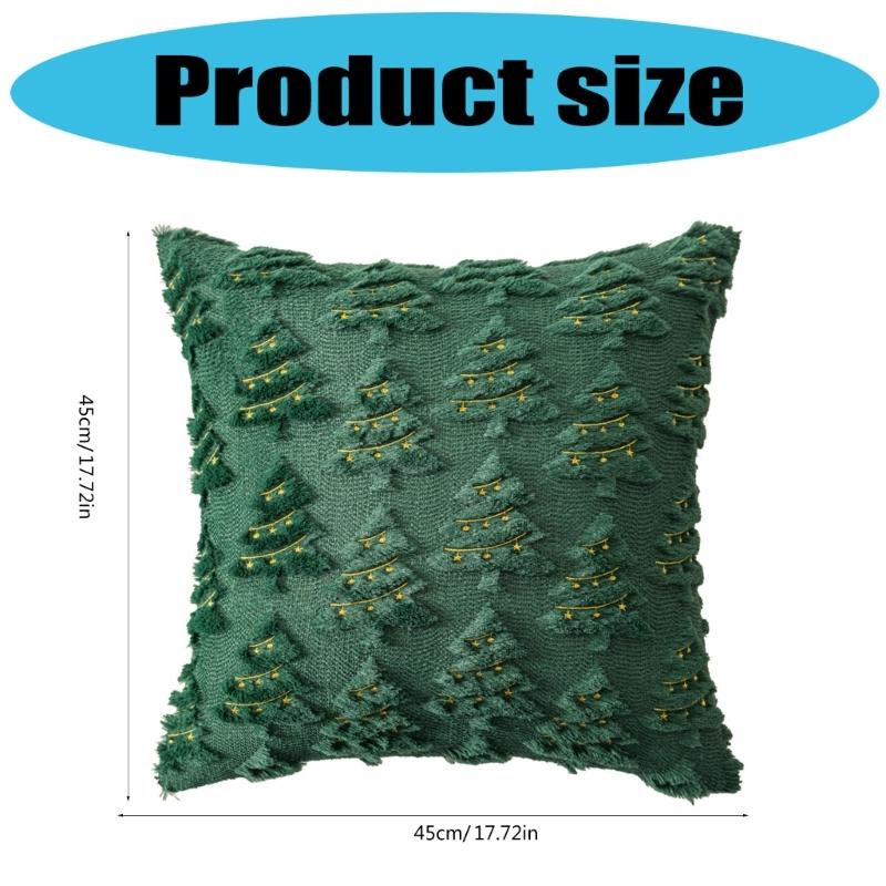 Holiday Pillowcase Christmas Lights Embroidery Living Room Decoration Pillow Sleeve Case Machine Washable
