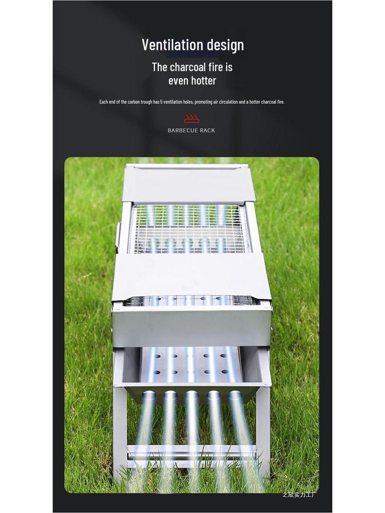 Portable Outdoor Charcoal Grill: Thickened Folding BBQ Rack for Home & Picnic Use, Full Set Included