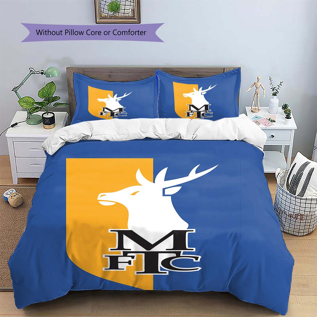 Biancheria da letto con motivo Mansfield Town FC Decorazione per la casa Regalo di compleanno (1 * copripiumino + 2 * federa, senza nucleo)