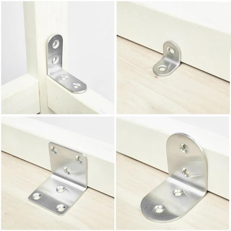 4PCS Furniture Stainless Steel Corner Code 90 Degree Right Angle Wardrobe Table and Chair Fixed Bracket Square Angle Iron