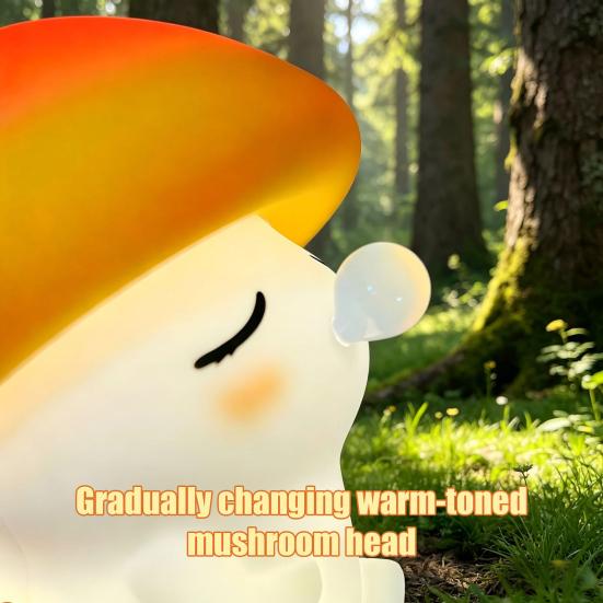 Rechargeable Silicone Night Light Mushroom Light, Squishy Touch Nursery Lamp, Warm White & RGB Color?Changing Colorful Lamp 2 Modes, USB Bedside