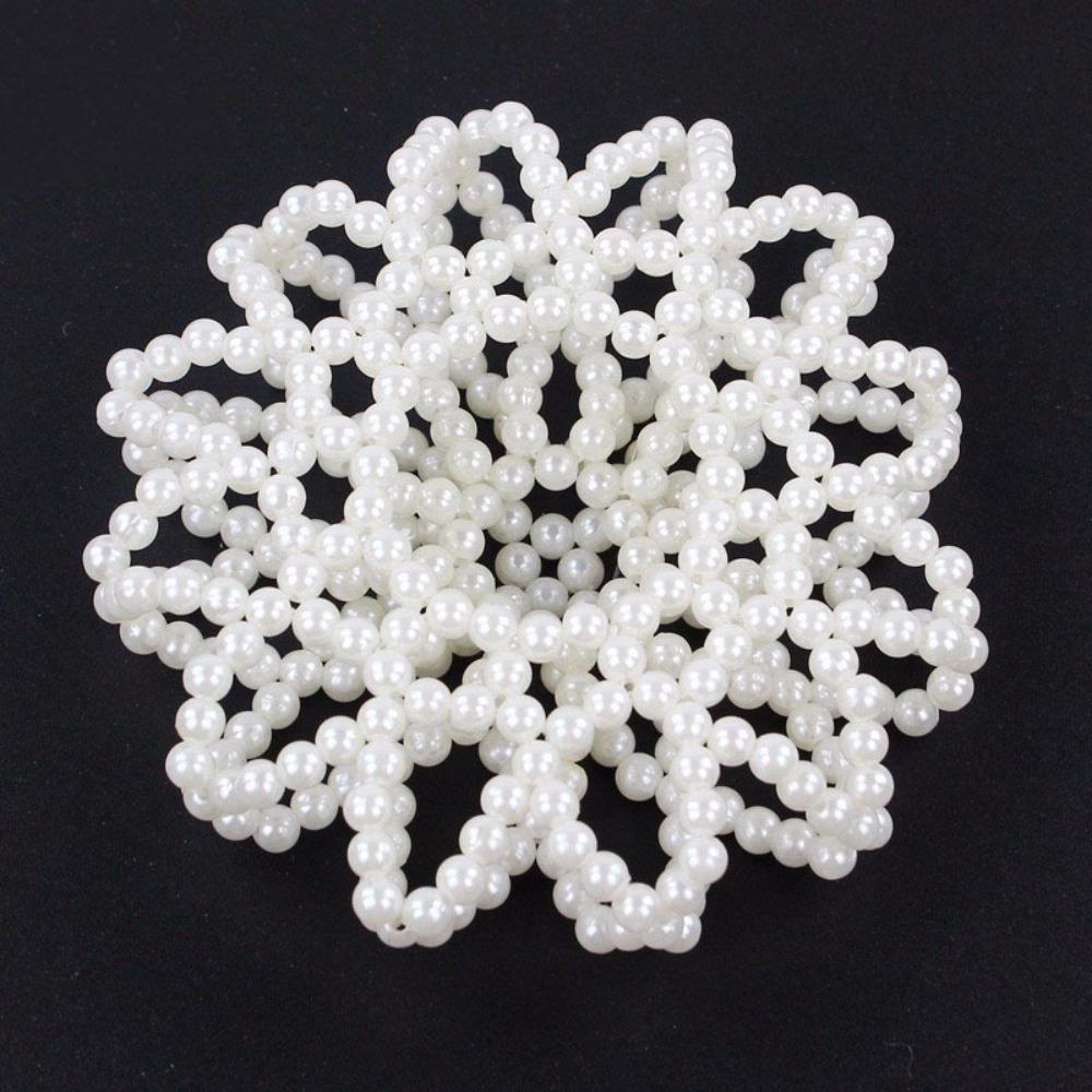 Elegant Pearl Crochet Bun Net Elastic Fake Pearl Hair Nets Hair Bun Covers  Hair Accessories