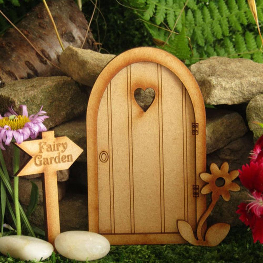 Süs Eski Dekorasyon Mikro Manzara Dollhouse Bahçe Minyatür Peri Elf Kapı Ahşap El Sanatları