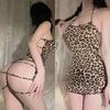 New Open Crotch Leopard Bodysuit Women Sexy Lingerie Back Bare Fancy Underwear Erotic Pajama Cosplay Costume Transparent Sex Set