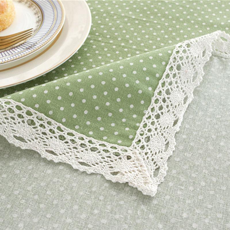 Dot Plaid Cotton Plaid Tablecloth Lace Tassel Rectangle Dining Table Cloth Dust Cover