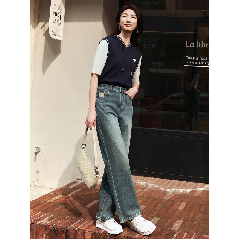 Same style JZ Jiuzi retro Japanese style slightly wide leg jeans for women's summer collection in the mall
