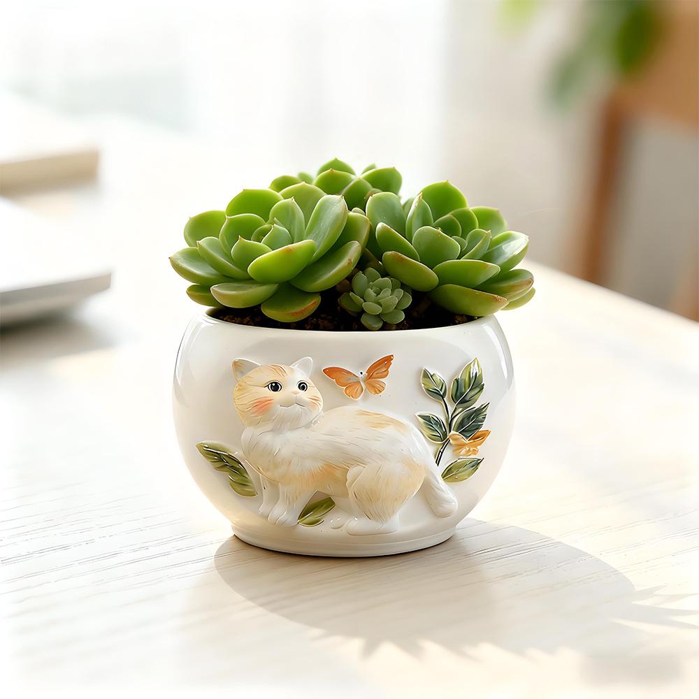 Silicone Mold for DIY Cat-Embossed Succulent Planters