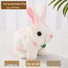 Plush Interactive White Rabbit Toy - Walking, Talking, Ear-Wiggling, Mouth-Moving Long-Haired Pet Simulation.