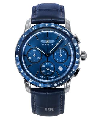 Pánské hodinky New York Chronograph Kožený řemínek Modrý číselník Quartz 88783