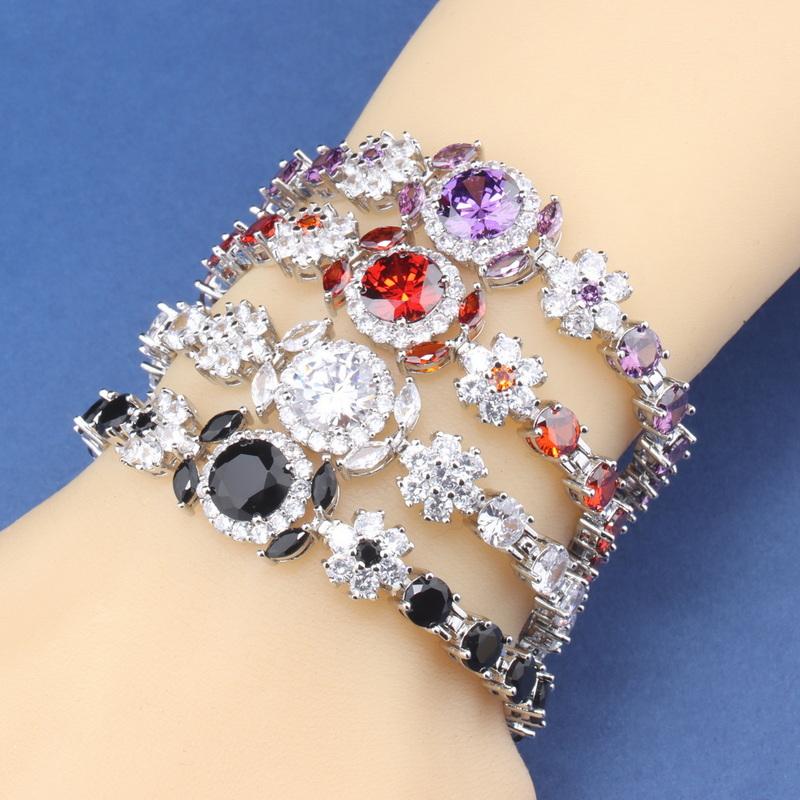 10-Colors   Dubai Bridal Jewelry Accessories Top Quality Red Garnet Wedding Italy Chain Link Bracelet For Women Gift
