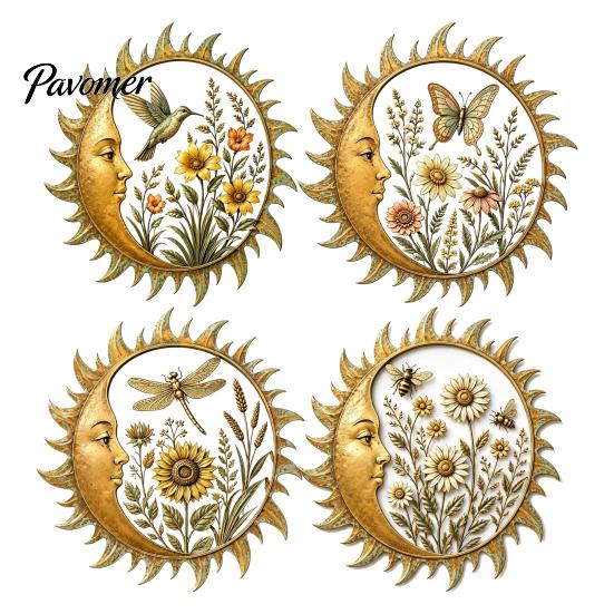 Home Interior Wall Ornament Sunshine Garden Decoration, Dragonfly/Bee/Butterfly/Bird Decor, Acrylic Sun Rustic Decorations Hanging for Indoor Outdoor