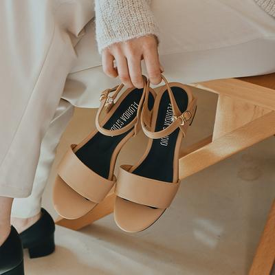 [Florida Studio] Comfy Open-Toe 5CM Sandals Deep Beige [FL7022] [Shipped from Korea] 100% Authentic