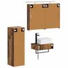 Bathroom Cabinet Set 4 Pcs Reclaimed Wood Look 50 X 14.5 X 70 Cm