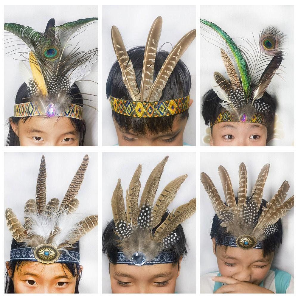 Colorful Feathered Hairband Ethnic Style Indian Hairband Fashion Hair Ornament  Special Occasion