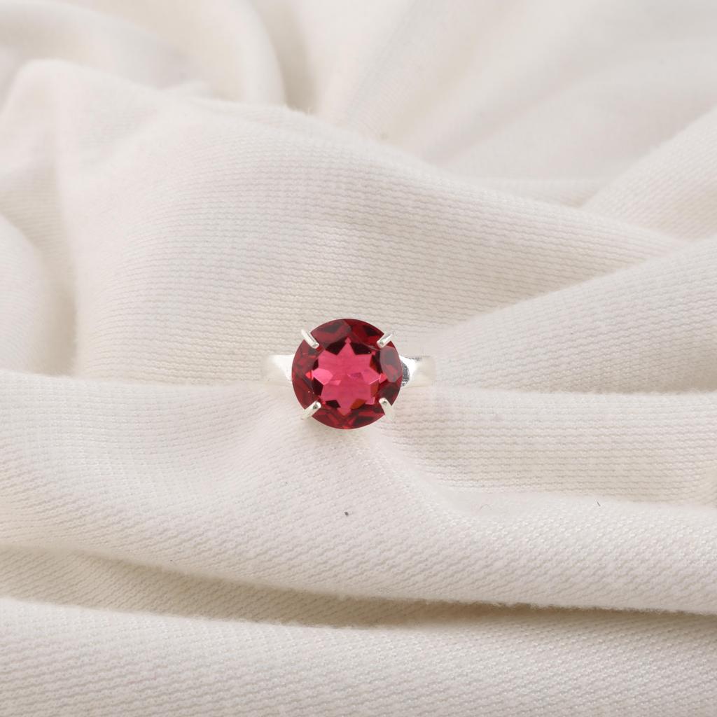 Pink Rubellite Gemstone 925 Solid Silver Statement Jewelry Women Ring For Birthday Gift RR-72-8