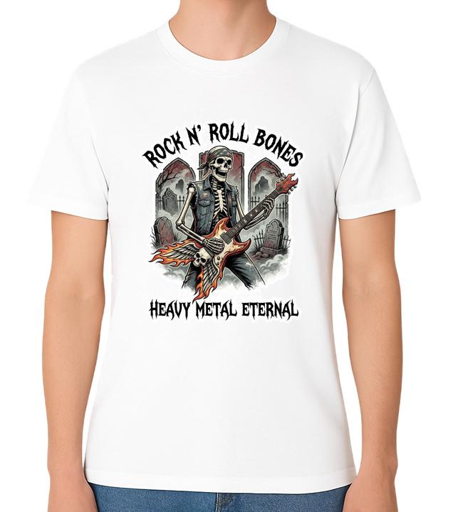 Rock N Roll Bones Skeleton Guitar Heavy Metal Music Graphic Tee S разноцветный