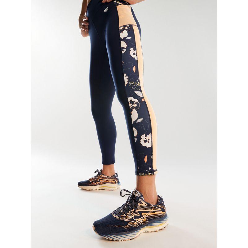 Foreign Trade Original Order Rox * Y Heart into It Buttock Lifting Waist Hugging Sports Leggings-Wild Hibiscus Blue Background
