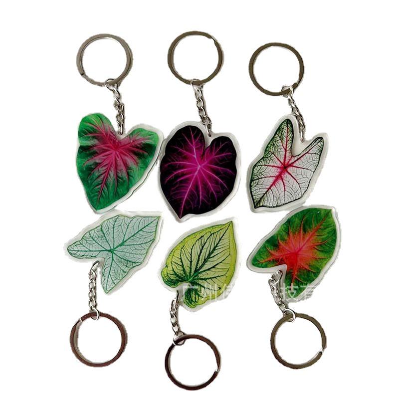 Creative Acrylic Leaf Keychain Earphone Bag Pendant Ornament