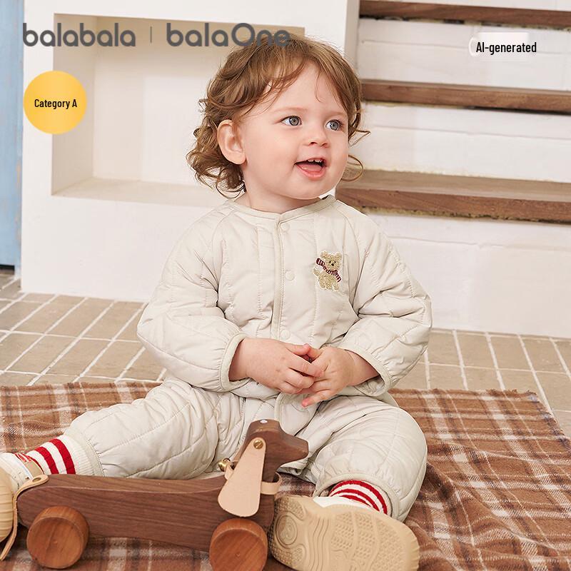 Balabala Baby Embroidered Long-Sleeve Romper