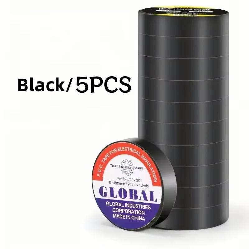 5 Rolls High-Temperature Resistant Black Rubber Electrical Tape – Durable Soft Insulating Adhesive for Industrial Household Use (as the picture,10M)