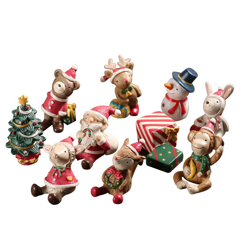 Handbemalte Harz Santa Claus Zakka Ornament für Desktop Mikro-Landschaft Dekoration