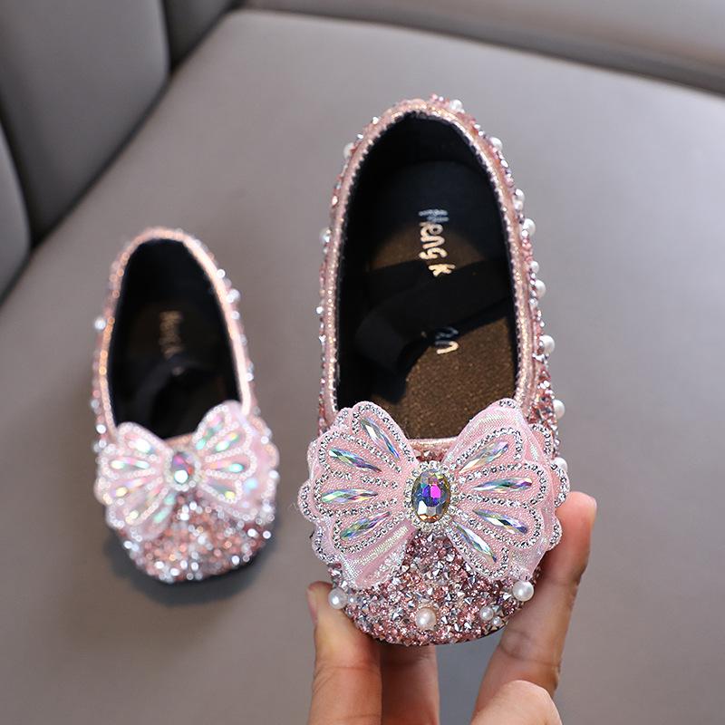 Autumn new style ladylike baby girl girls' princess rhinestone flat shoes, leather shoes, dance performance shoes