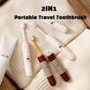 2-IN-1 Travel Toothbrush Set Foldable Mini Toothpaste Tube Storage Box Portable Soft Bristled Folding Toothbrush Dispenser