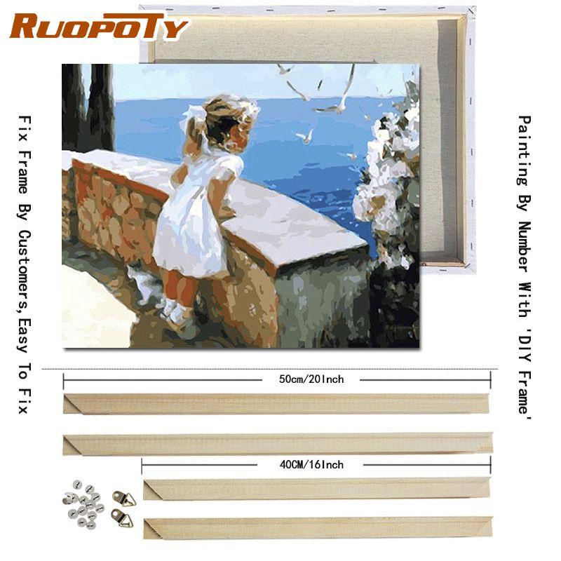 RUOPOTY DIY Frame Kids Picture DIY Painting By Numbers Figure ON Canvas Painting Acrylic Wall Art Picture For Home Decors Art