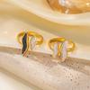 Double Layer Wave Women's Korean Style Stainless Steel Open Ring - Fashionable, Simple, and Cool Index Finger Design.