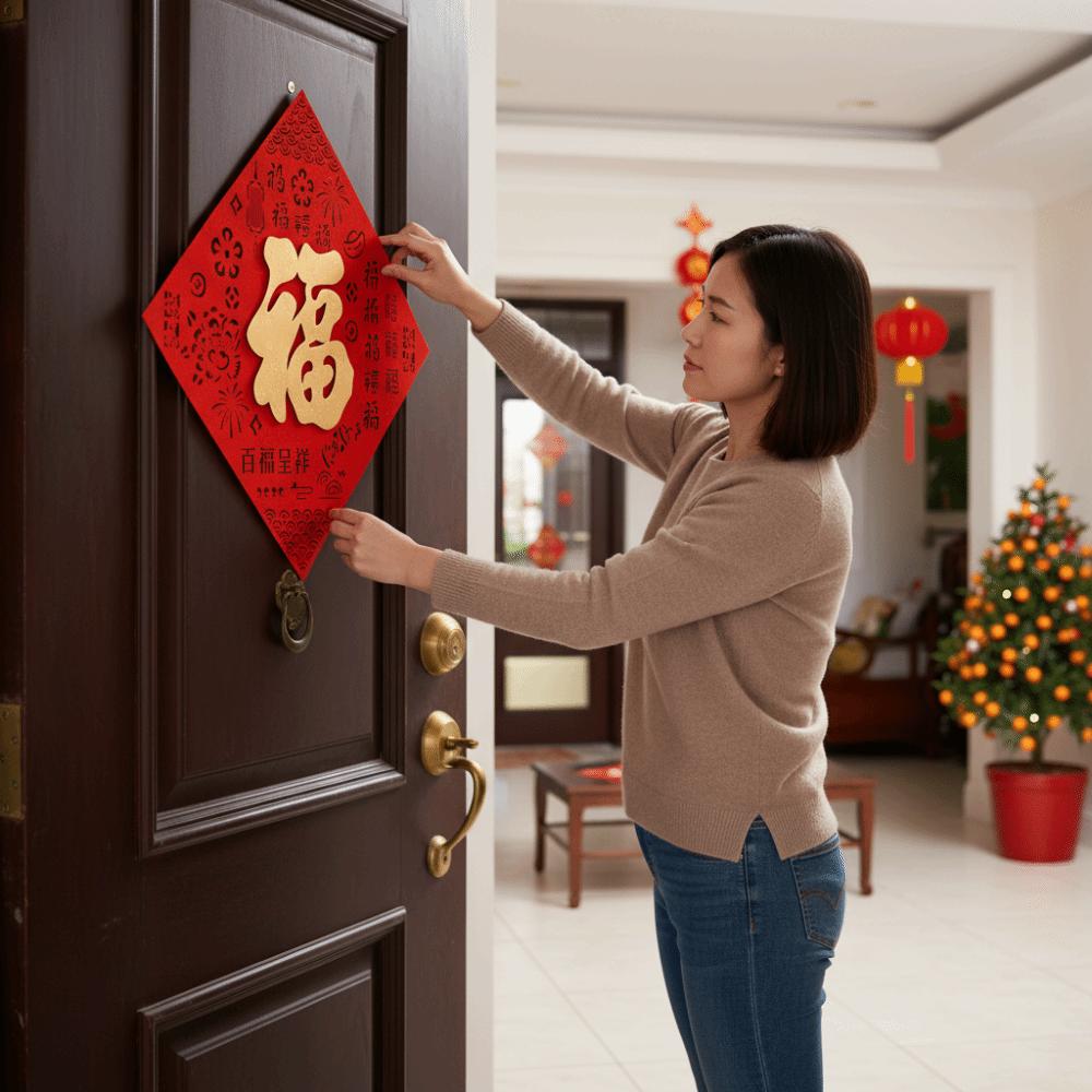 Traditional Blessing Door Sticker Chinese Style Lucky Wall Sticker  Holiday Festival