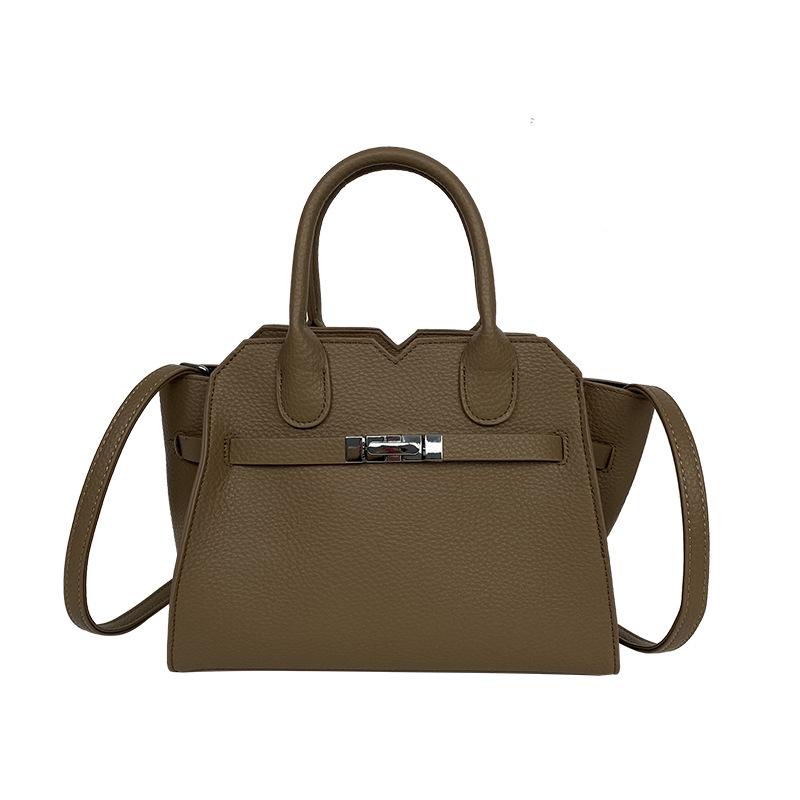 Spring New High-end Bag, Lychee Pattern Lock Wing Bag, Portable Shoulder Women's Bag