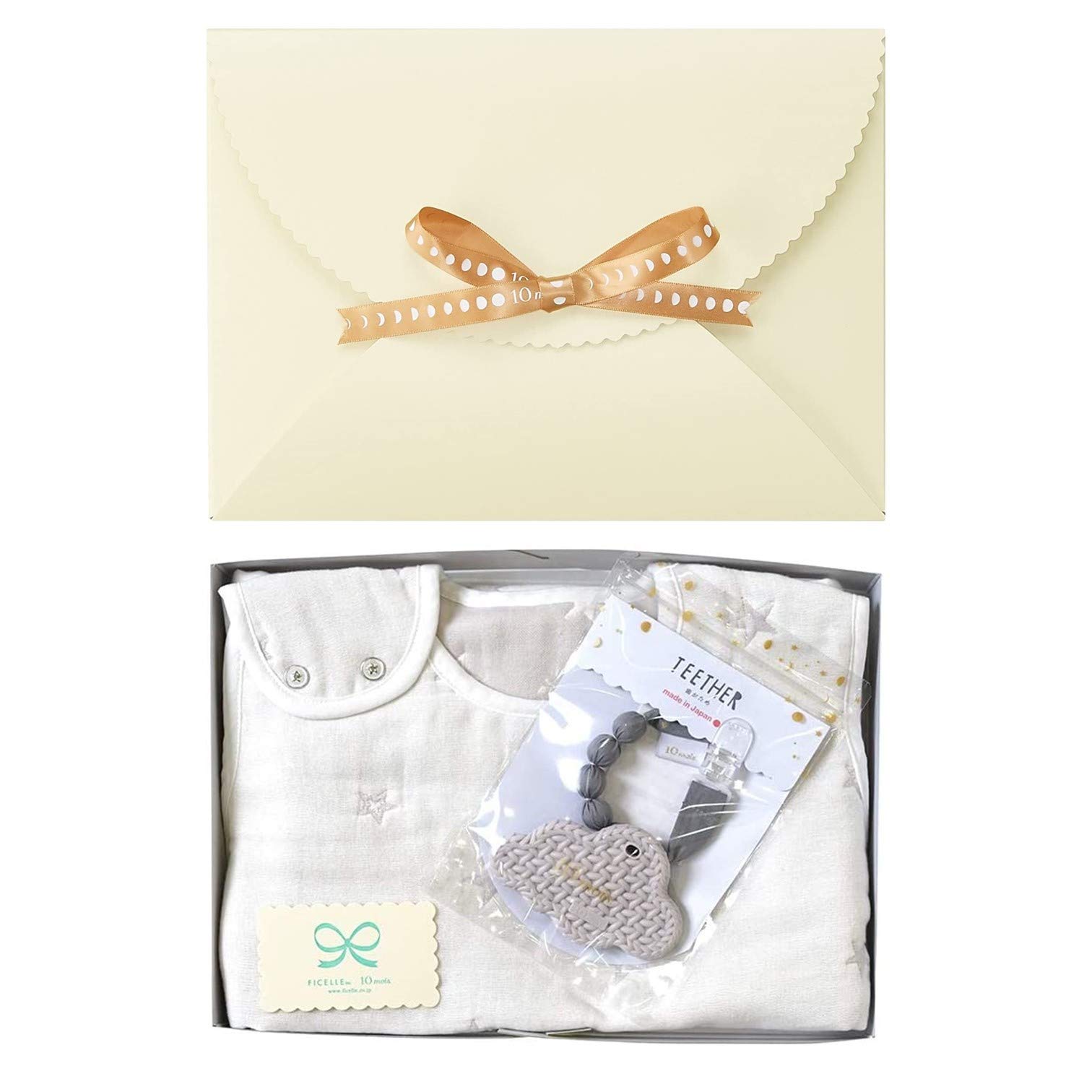 

10mois Baby Gift Gift Set Fluffy Gauze Baby Sleeper Cotton White Length 58cm Newborn 3 years old TEETHER Teething Gray (6-layer Gauze) 100% ~ +