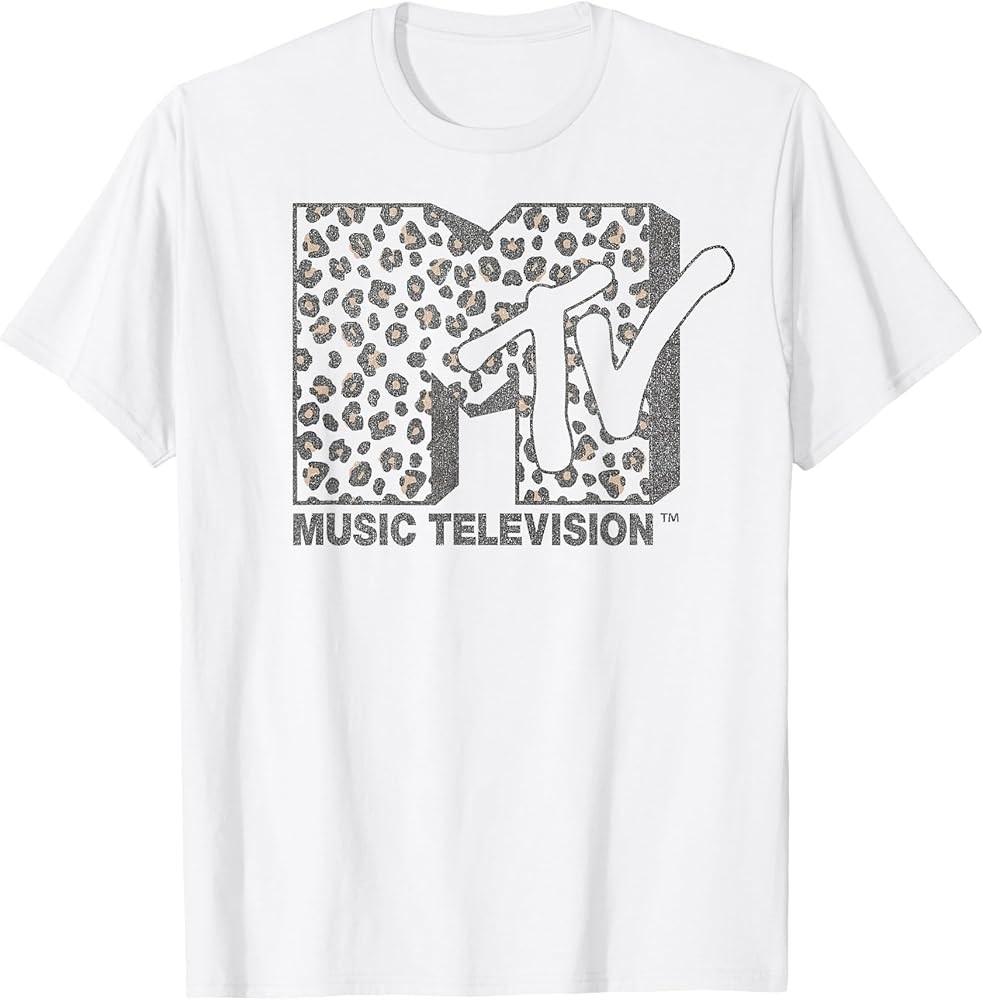Music Television Cheetah Print Logo Fill TShirt Unisex T-Shirt S