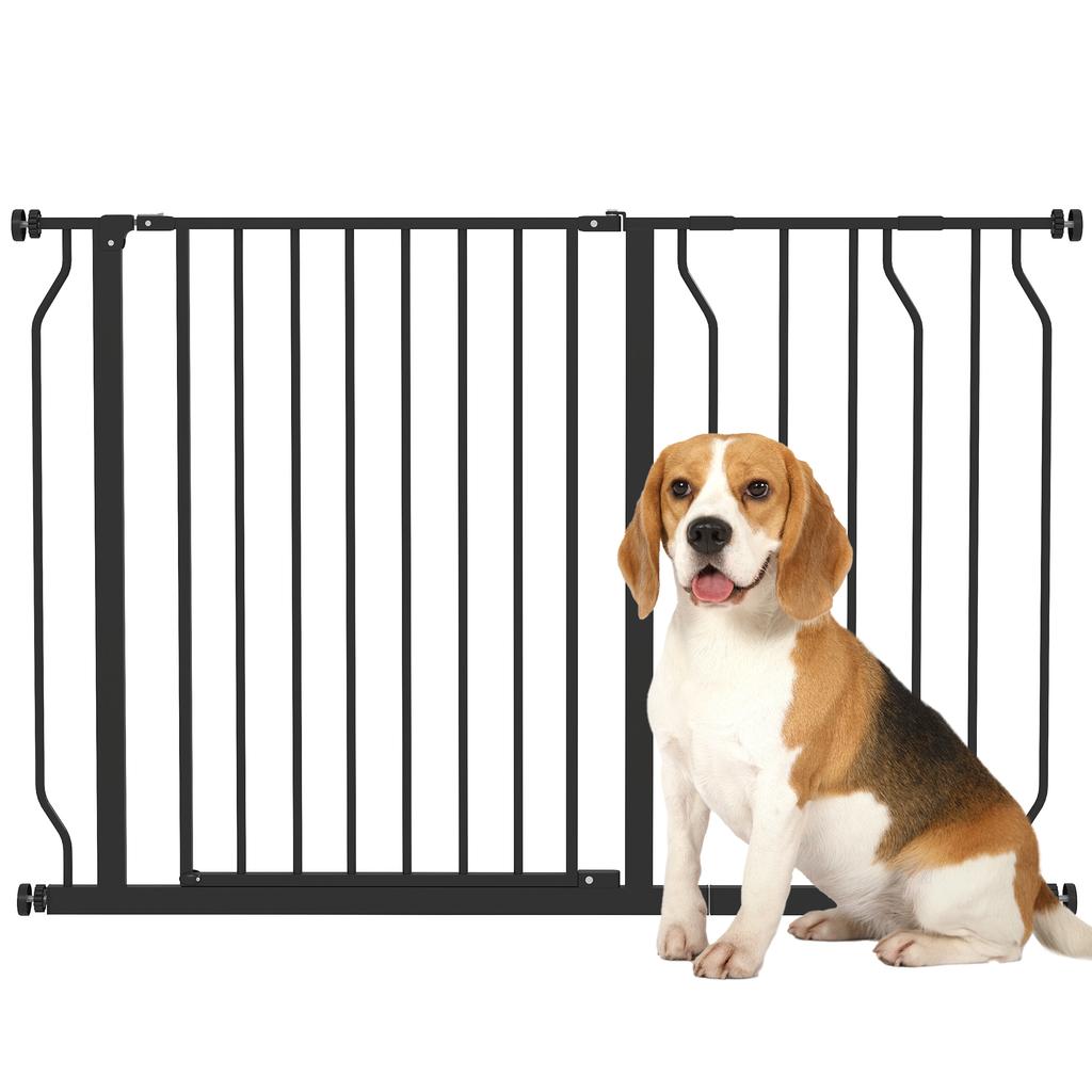 Wide Dog Safety Gate, with Door Pressure, for Doorways, Hallways, Staircases - Black